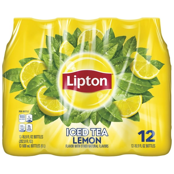 (12 Bottles) Lipton Iced Tea, Lemon, 16.9 fl oz