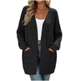 thumbnail image 4 of Ozmmyan Women's cardigan sweaters for womens Long Sleeve Open Front Loose Casual Solid with Pockets Fall Winter, 4 of 7