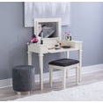 thumbnail image 4 of Linon Eakins 3-Piece Vanity Desk, Mirror and Bench Set, White Finish with Black Velvet Fabric, 4 of 24