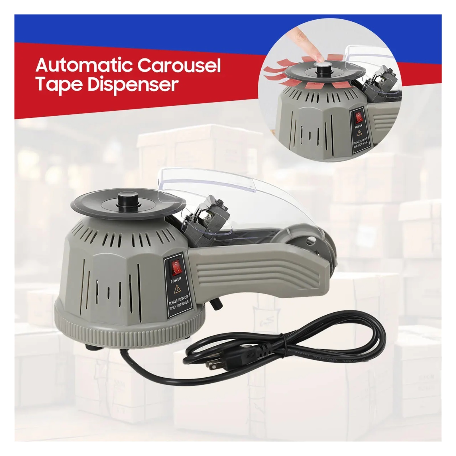 Auto Adhesive Tape Cutter Electric Tape Dispenser Packing Machine 25W ,Easy to Use