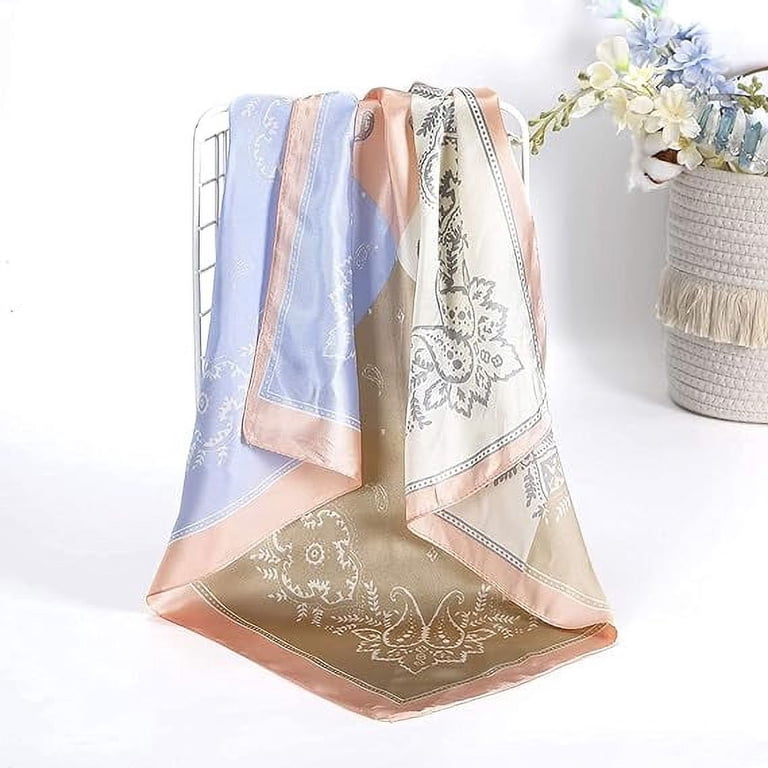 AWAYTR 4 Pcs Silk Scarf Satin Large Square Scarves Italia