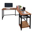 thumbnail image 3 of Hassch Modern L-Shaped Computer Desk with Storage Shelves, Corner Table for Home Office, Brown, 3 of 8