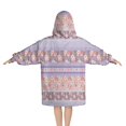thumbnail image 2 of Purple Pioneer Flower Striped Pattern Blanket Hoodies for Kids 6-13YR Oversize Wearable Blanket Hoodies for Boys Girls Teens, 2 of 7