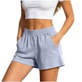 thumbnail image 4 of Sheghy Women's Shorts 100%Cotton Women Solid High Waist Slimming Loose Casual Summer Shorts Light Blue XL, 4 of 7