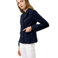 thumbnail image 4 of INSPIRE CHIC Women's Winter Worsted Notched Lapel Double Breasted Short Peacoat, 4 of 6
