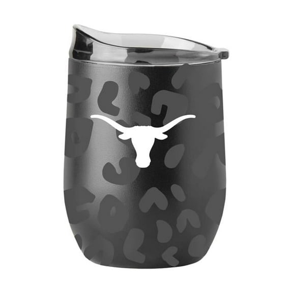 16 oz NCAA Texas Leopard Black Powdercoat Curved Beverage