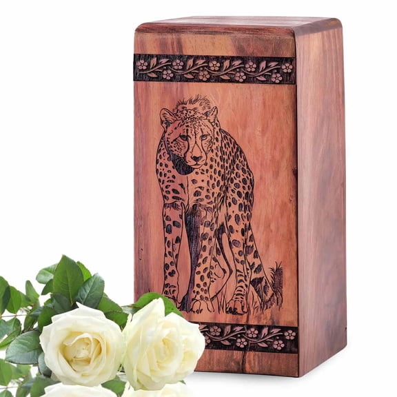 Leopard Urn - Cremation Urns For Women - Funeral Urns For Sister - Memorial Tribute Keepsake - 10Inch, Large Size - Single 1Pcs