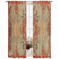 thumbnail image 2 of Red Blue Boho Semi Sheer Window Curtains 96 Inches Long, Ehtnic Abstract Art Modern Geometric Rod Pocket Voile Silky Chiffon Curtain Light Filtering Drapes for Living Room, Kitchen, 52"x96", 2 Panels, 2 of 9
