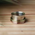 thumbnail image 6 of Moon Spinner Ring, Boho Fidget Ring, 925 Silver Ring, Meditation Ring, Crescent Moon Ring, Mixed Metal Spinner Ring, Celestial Spinner Ring, 6 of 8
