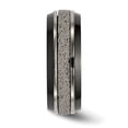 thumbnail image 3 of Grey Titanium Men's Ring Band Edward Mirell 8mm Blk Ti Stepped with Gray Crete Insert, 3 of 7