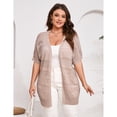 thumbnail image 3 of Women Short Sleeve Crochet Cardigan Plus Size, Open Front Knit Cover-Up, 3 of 5