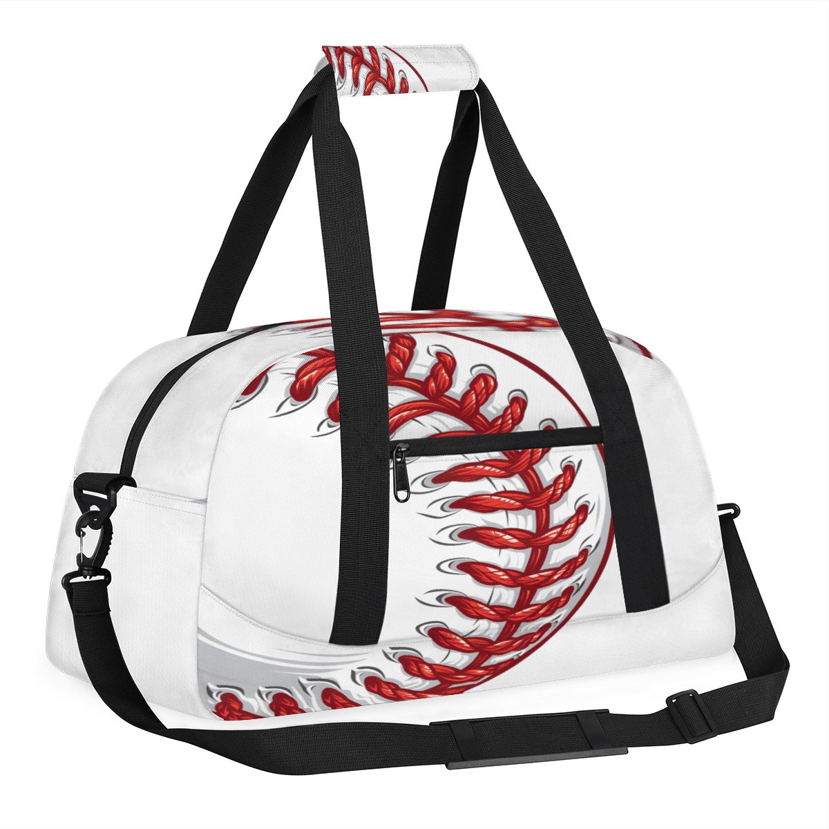 Herdesigns Baseball Sports Duffle Bag for Women & Men, Red Ball Sports Gym Bag Dance Bag Overnight Bag Carry On Weekender Travel Bag