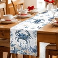 thumbnail image 5 of Blue Crab Coastal Table Runner 72 Inches, Beach Starfish Nautical Coral Shell Bed Runner Dresser Scarves Tabletop for Indoor Outdoor Parties/Ceremony/Banquet, 16" x 72", 5 of 9