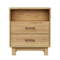 thumbnail image 3 of CHITOOMA 2-Drawer Nightstand with Open Shelf, Wood Fluted Bedside Table with Storage, Small End Table for Bedroom Living Room, Natural, 3 of 9