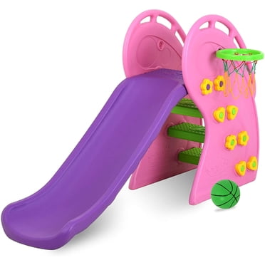 Hoopyosms Toddler Slide Set, 7 In 1 Kids Slide With Basketball Hoop Telescope And Climber Baby Slide Toddler Playground Indoor Outdoor Playset For Toddlers Kids Indoor Playground Copy1029