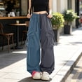 thumbnail image 4 of Sevevn Women's Lightweight Patchwork Cargo Joggers Color Block Streetwear Pants Drawstring Waist with Cargo Pockets Loose Fit Everyday Casual Outfits, 4 of 7