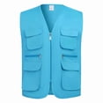 thumbnail image 5 of Kakishop Kids Boys Utility Vest Multi Pocket Zip Up Sleeveless Waistcoat Lightweight Breathable Cargo Vest (Sky Blue,5-7 Years), 5 of 7