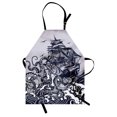 thumbnail image 1 of Nautical Apron, Kraken Octopus Tentacles Ship Sail Old Boat in Ocean Waves, Unisex Kitchen Bib with Adjustable Neck for Cooking Gardening, Adult Size, Indigo Purpleblue, by Ambesonne, 1 of 4