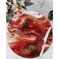 thumbnail image 2 of Round Placemats Set of 4 Red Marble Place Mats Washable Woven Placemat Abstract Fluid Art Circle Braided Table Mat for Kitchen Dining Table Party Home Decor 15 Inch, 2 of 8