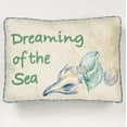 thumbnail image 2 of Clearwater Coastal Shells Dreaming of the Sea Cool Blue Tones Piped Rectangle Pillow 14 x 20, 2 of 5