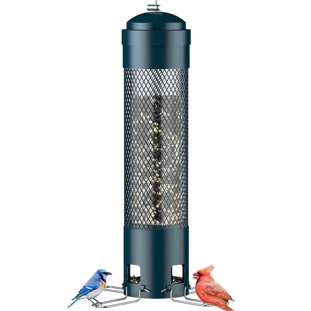 Comedero para pájaros LCSEVEN, a prueba de ardillas, 1,4 kg, capacidad de semillas de metal