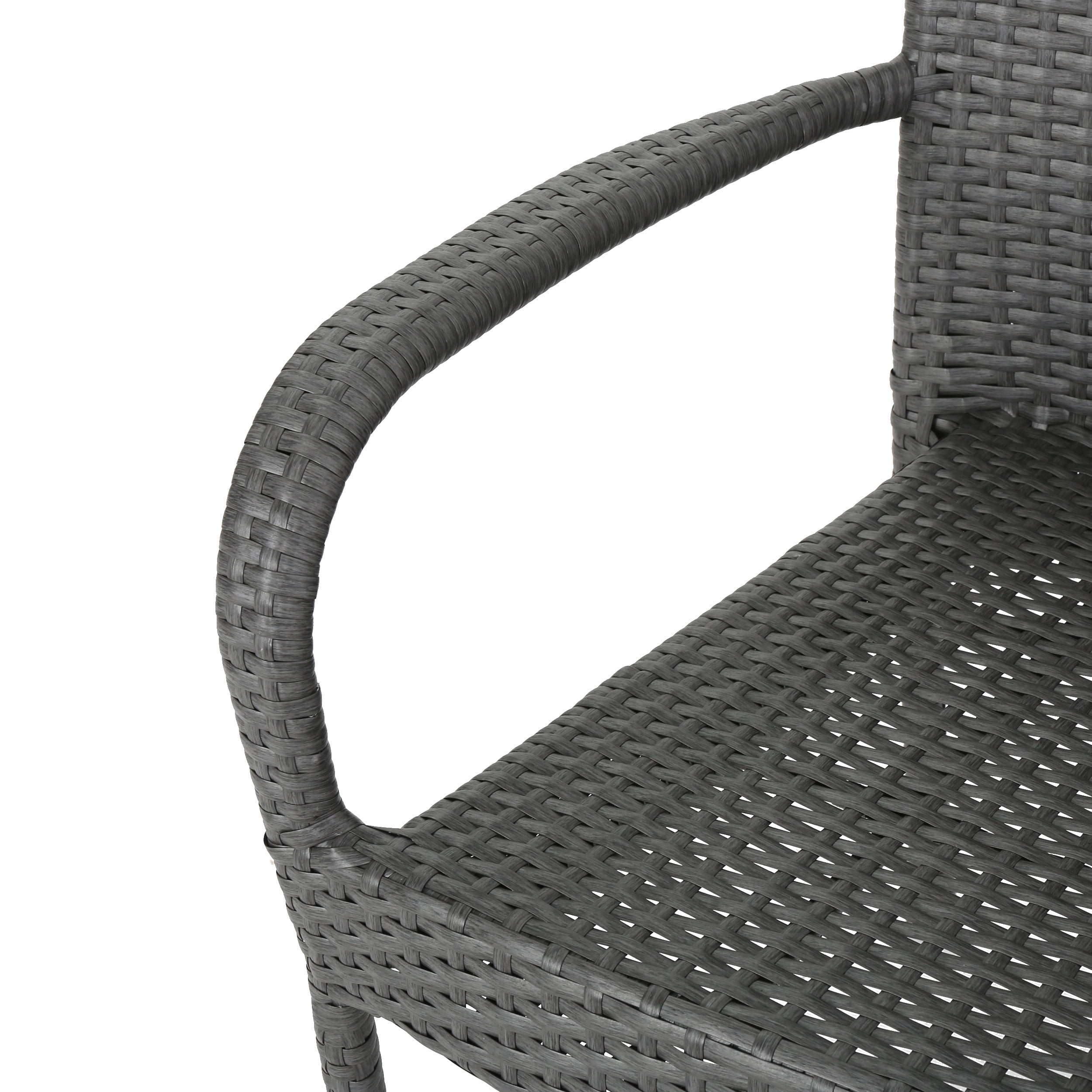 Ashburn Outdoor 3 Piece Wicker Stacking Chair Chat Set, Grey