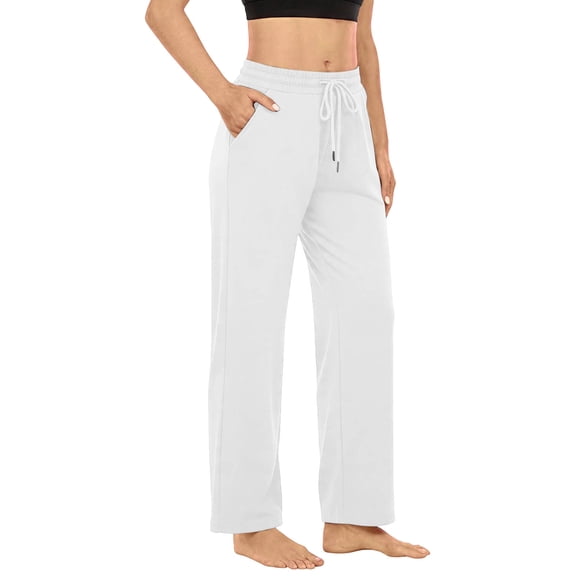 Khunlpohl Womens Sports Pants Workout Yoga Straight Leg Pant Drawstring Elastic Waist Casual Athletic Trousers with Pockets