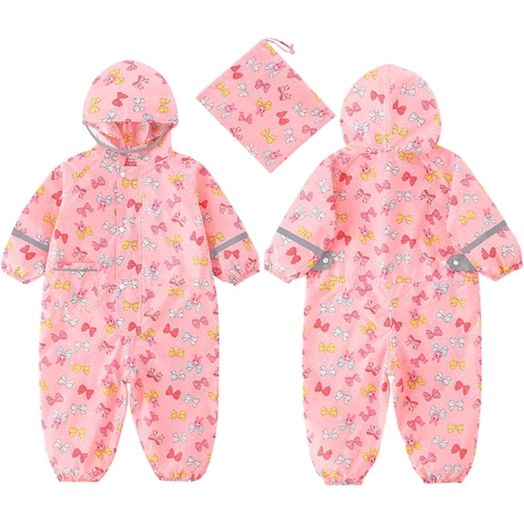 Mercatoo Kids Rain Suit Boys Girls Rainproof Cartoo1 Reusable One Piec1 Hoodie Raincoat Toddler Lightweight Waterproo1 Coverall