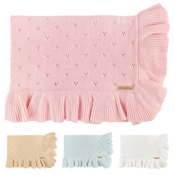 Manta para bebé Pinuotu de algodón Pointelle 102x79 cm, color rosa