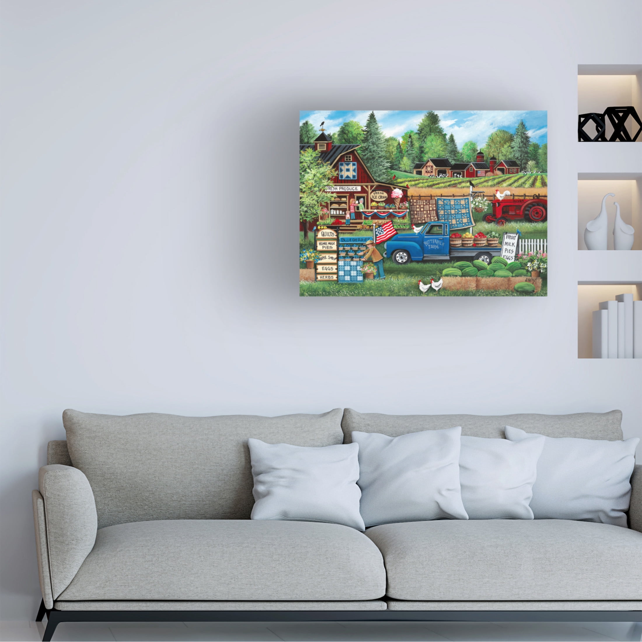 Canvas Wall Art - Debbi Wetzel 'Buttermilk Farm Summer' Wall Art for Living Room, Bedroom, or Office Décor by Trademark Fine Art - 32 x 24 Inches