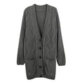 thumbnail image 5 of XFLWAM Women's Open Front Cardigan Sweater with Pockets Long Sleeve Cable Knit Button Down Loose Cardigan Sweater Outwear Dark Gray M, 5 of 7