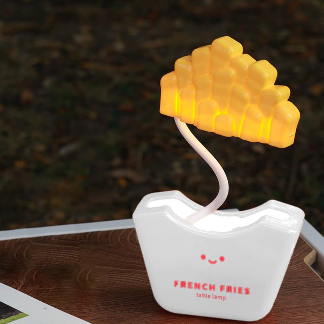 Wpawbk Lampe de Bureau LED Frites, Mignonne Lampe de Table Rechargeable USB pour Enfants avec Protection des Yeux Éclairage Doux, Lampe de Chevet Décorative Portable pour Dortoir, Chambre, Étude, Lecture, Cadeau
