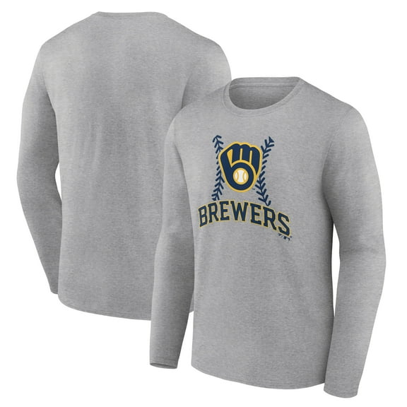 Men's Gray Milwaukee Brewers Fastball Long Sleeve T-Shirt