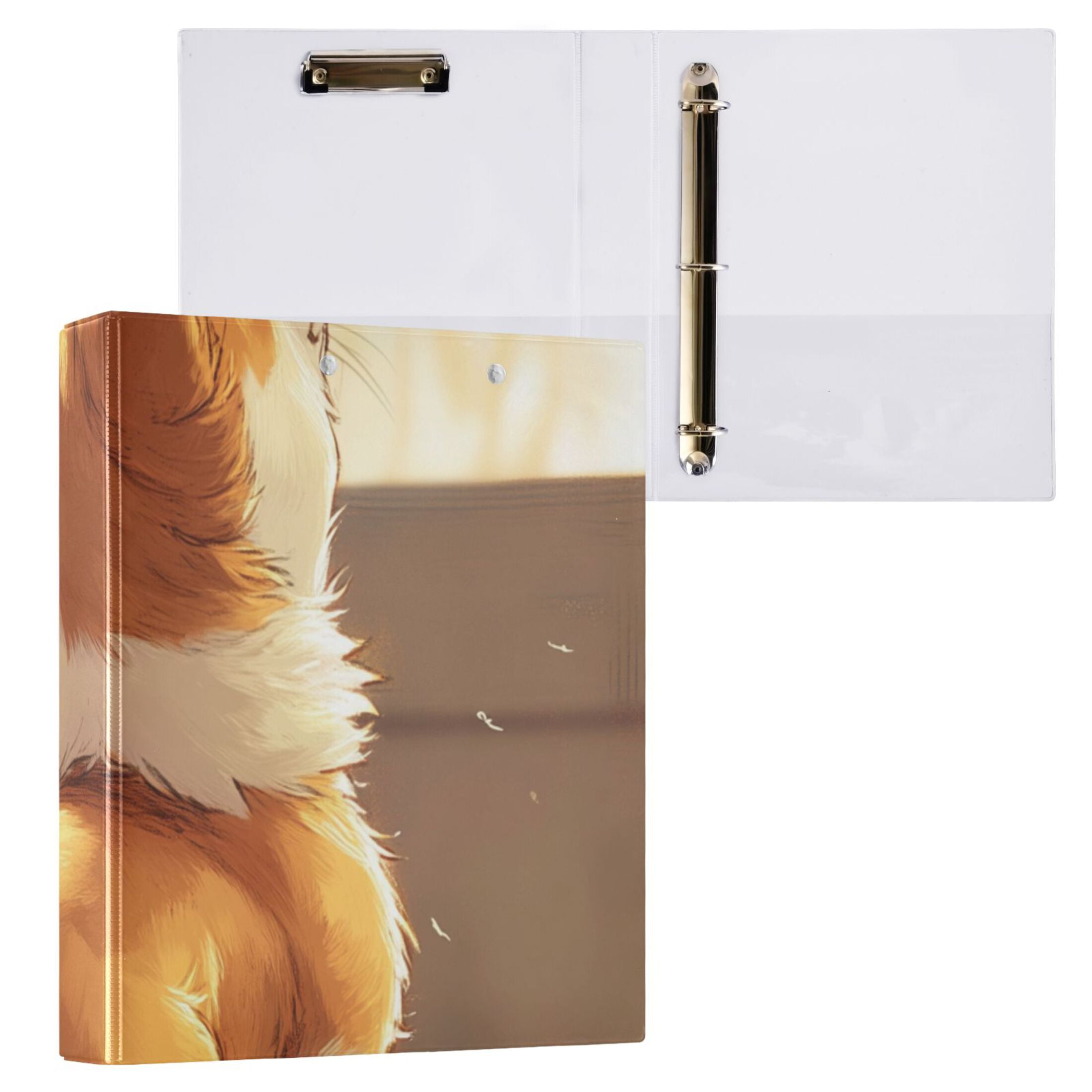 Cute Corgi 3 Ring Binders 1.5 inch Hardcover File Folders with Interior Pockets A4 Size Organizer for School Office Hospital