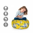 thumbnail image 2 of Jungle Storage Toy Bag Chair, Grunge Style Tropical Plant Leaves Palm Banana Monstera Leaves on Yellow, Stuffed Animal Organizer Washable Bag, Large Size, Yellow Blue and White, by Ambesonne, 2 of 3