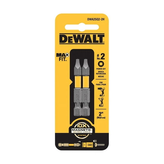 DeWalt MAXFIT Square #2 x 2 in. L Power Bit S2 Tool Steel 2 pc. - Case Of: 5; Each Pack Qty: 2; Total Items Qty: 10