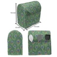thumbnail image 4 of Feather Stand Mixer Cover, Peacock Feathers Peafowl Eastern Boho Positive Design, Kitchen Appliance Organizer Bag Cover with Pockets, 5 Quarts, Jade Green Caramel Blue, by Ambesonne, 4 of 4