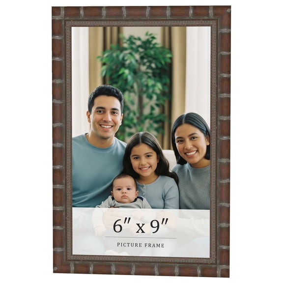 6x9 Dark Brown Bamboo Real Wood Picture Frame Width 1.5 inches | Interior Frame Depth 0.5 inches |