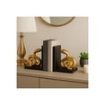 thumbnail image 3 of Decorative Resin Snake Bookends - Artistic Sculptural Book Accessories for Home Library or Entryway Decor - Modern Book Ends for Bookshelf, Desk, and Office Decor Accents - Set of 2, 6", Gold & Black, 3 of 11