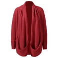 thumbnail image 3 of Ladies Winter Fashion Coat Cable Knitted Warm Outer Coat Solid Color Overcoat Crew Neck Knitwear Mid Length Trench Coat Long Sleeve Open Front Cardigan, 3 of 5