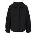 thumbnail image 5 of VERUGU Womens Jackets Casual Button Up Fleece Long Sleeve Coat Fashion Solid Pocket Lapel Warm Outwear Cardigan Black XL, 5 of 7