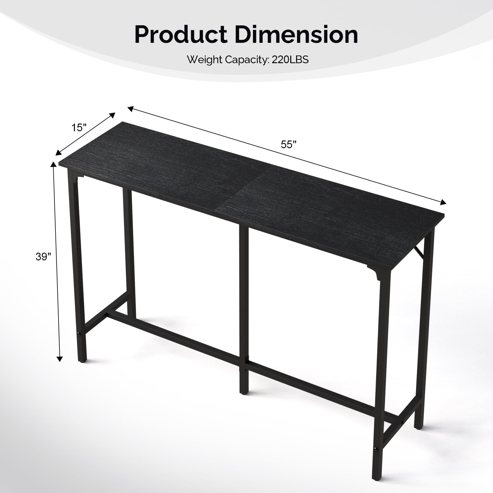 Zimtown 55" Long Bar Table Mid-Century Counter Height Pub Table for 4-8 People, Bar Height Table with Adjustable Feet for Kitchen Island, DIning Room, Bistro, Black