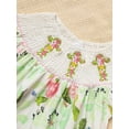 thumbnail image 6 of Zehjuhan Toddler Girls Easter Dress Floral Cross Embroidery Bubble Short Sleeve A-Line Pleated Full Flower Print Green，18-24M, 6 of 10