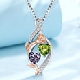 thumbnail image 2 of Taioiat Double Birthstone Necklaces for Women 18K Gold Plated Birthstone Rose Flower Jewelry Anniversary Valentines Day Mother's Day Birthday Gifts for Her Wife Girlfriend Mom, 2 of 7