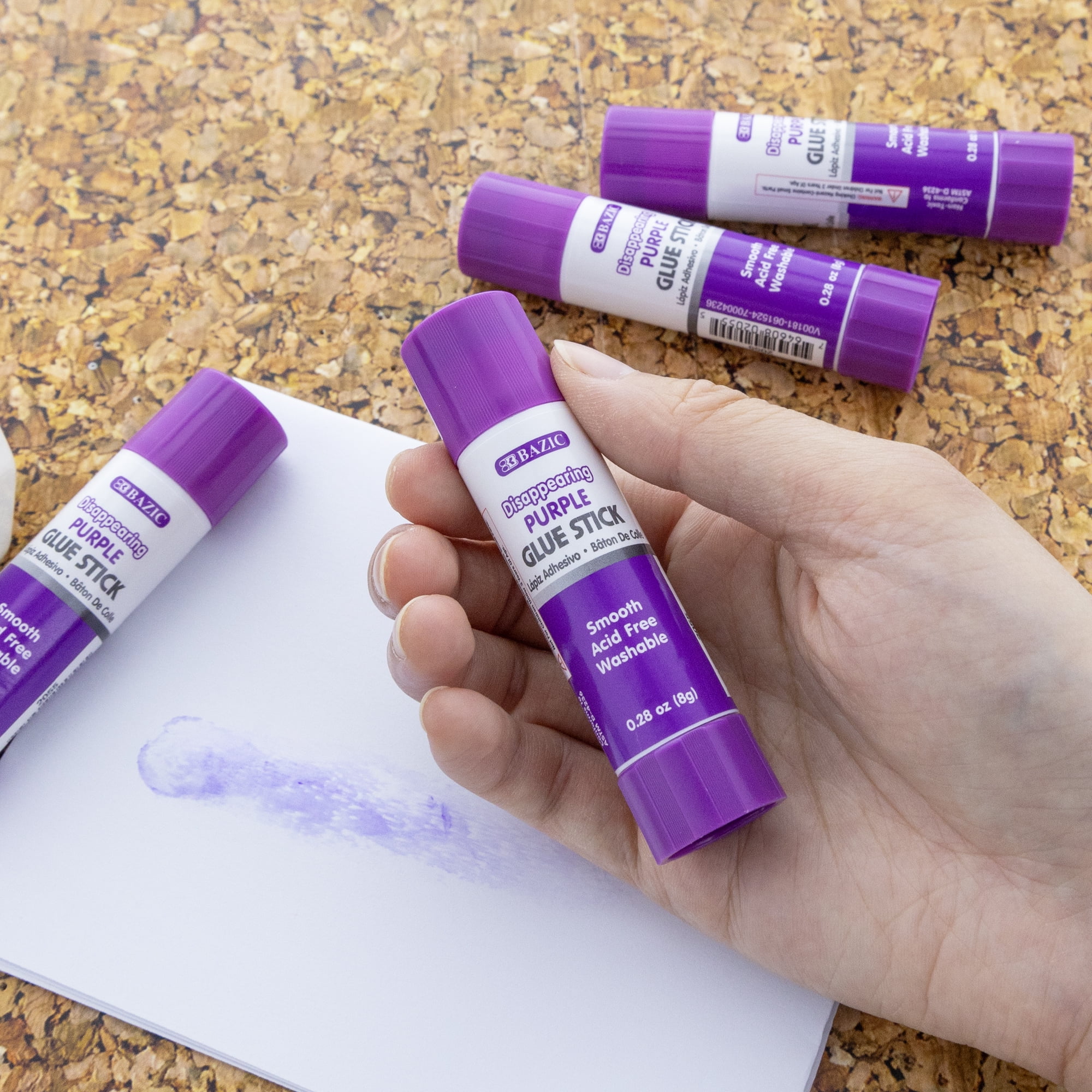 BAZIC Washable Disappearing Purple Glue Stick 8g Acid Free Glue Sticks, 288-count