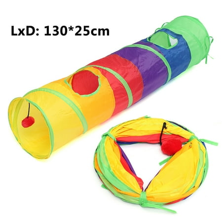 Foldable Pet Cat Tunnel with Hanging Ball Toys Tent Game House Play Tube for Puppy Rabbit Little Animal