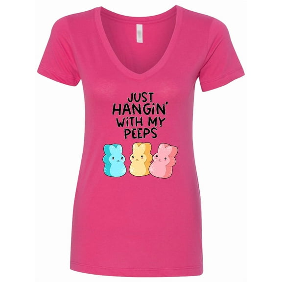 Inktastic Easter Just Hangin' with My Peeps Women's V-Neck T-Shirt