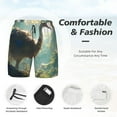 thumbnail image 5 of Lsque Mens Swim Trunks Majestic Ostrich In Forest Pattern - Bathing Suit Compression Liner - Beach Swim Shorts Swimwear - (S-3XL) - Stretch Quick Dry -Small, 5 of 9