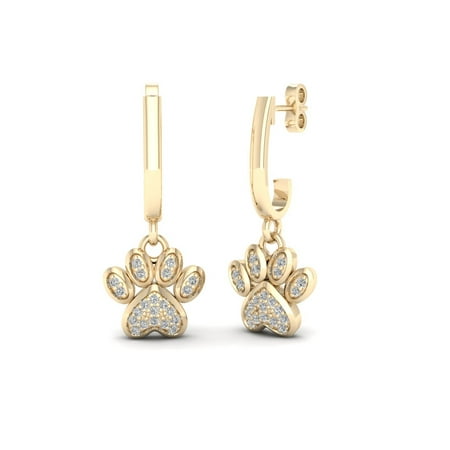 Imperial 1 10ct Tdw Diamond 10k Yellow Gold Dog Paw Print Imperial 1 10ct Tdw Diamond 10k Yellow Gold Dog Paw Print Earrings