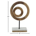 thumbnail image 3 of 9" x 13" Brown Mango Wood Circle Geometric Sculpture with Marble Stand, by DecMode, 3 of 9